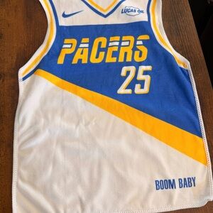 Nike Pacers #25 Blue, Yellow & White Basketball Jersey Rally Towel